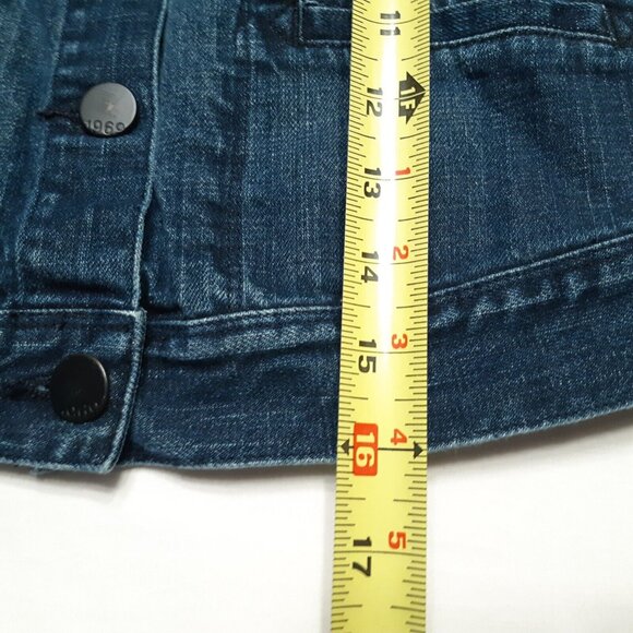 Gap Jacket Girls Medium Blue Kids 1969 Button Up Denim Pockets Dark Wash Stretch - Picture 6 of 15